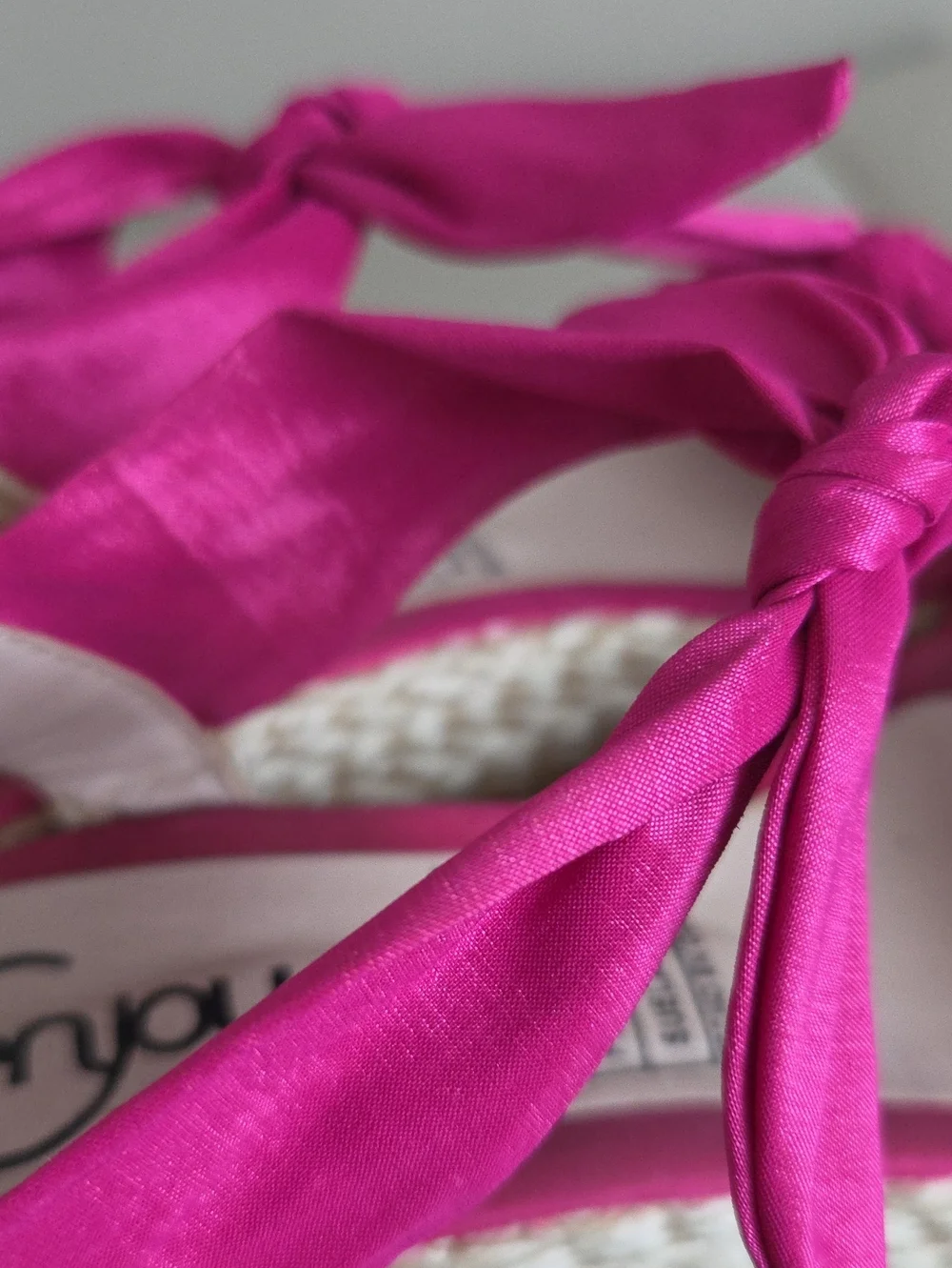 Women’s Bright Pink Braided Espadrille Wedge Sandals Size 7
